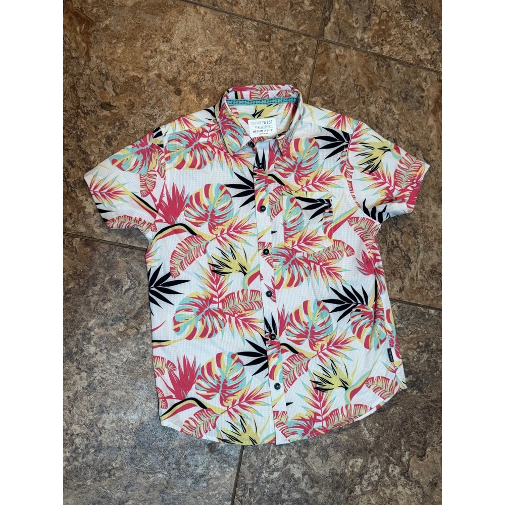 Departwest Performance Women’s M 10-12 Tropical Hawaiian Button Down Shirt